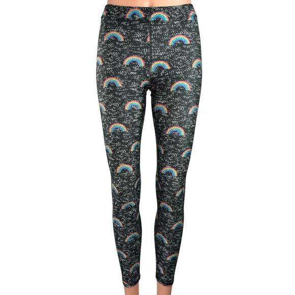 Terez Womens Multi Rainbow Print Mid Rise Pull On Activewear Fitness Leggings S - Picture 1 of 5